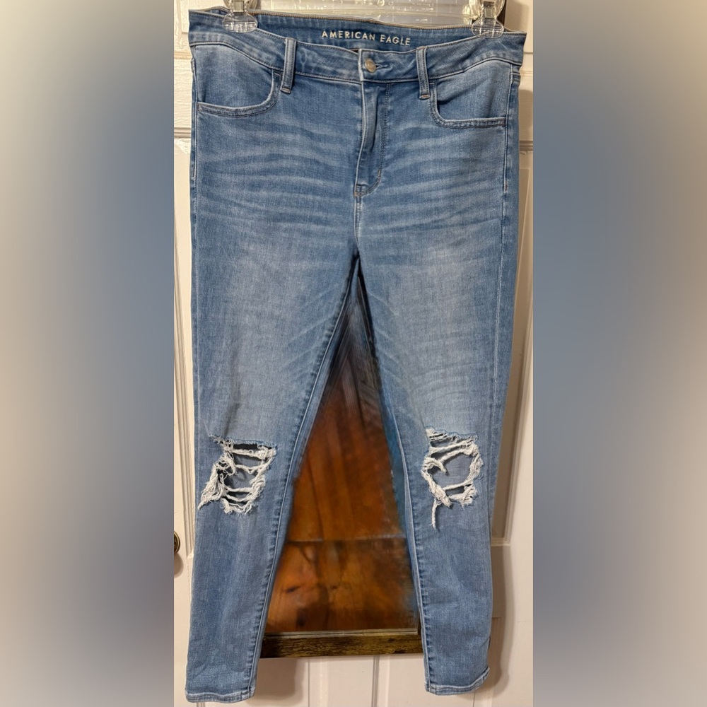 American Eagle Outfitters Ripped Blue Skinny Jeans